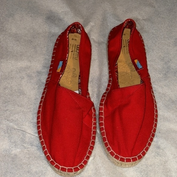 Ubuntu Red canvas Afridrilles (espadrilles) slip on flat shoes Sz 10 new - Picture 8 of 14